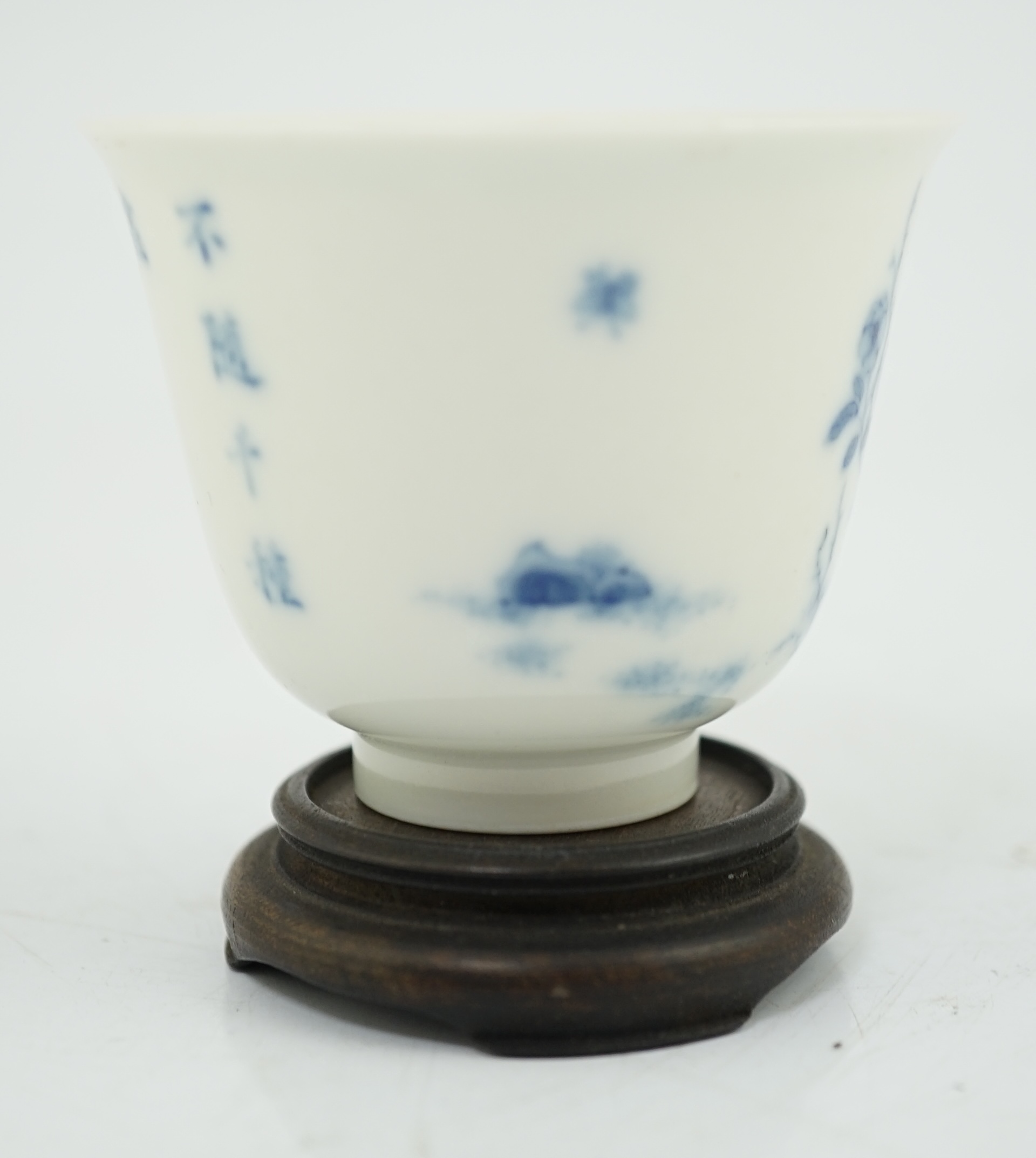 A Chinese blue and white 'month' cup, Kangxi mark, probably late 19th century